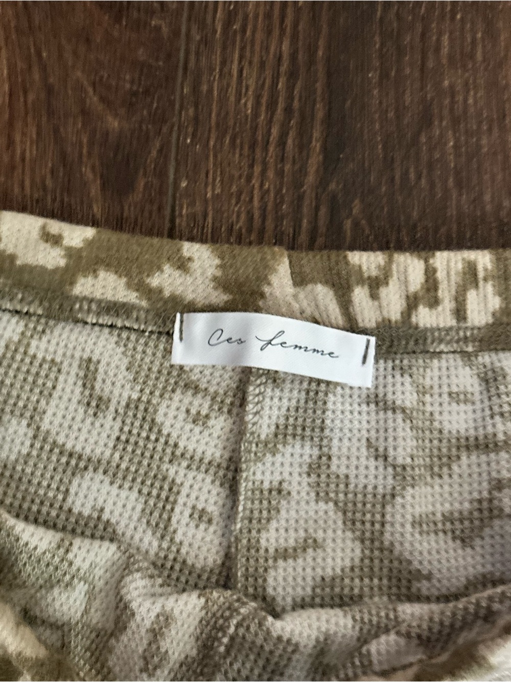 Ces Femme Olive and Cream Animal-Print Wide Leg Pants - Picture 6 of 6